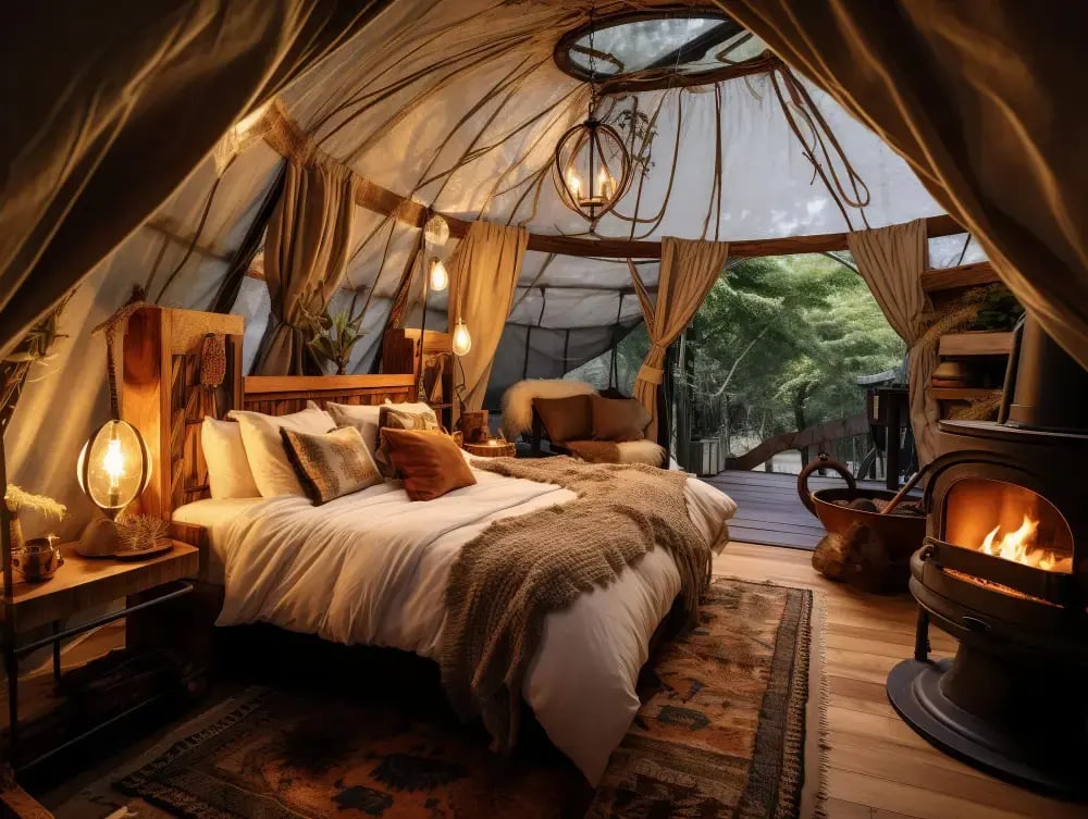 Decoración Glamping: consejos de decoración natural y mobiliario esencial