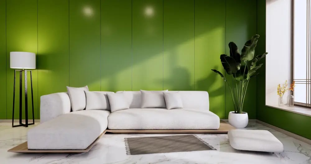 interior-minimalista-moderno-sala-estar-verde-sofa-pared-blanca-piso-baldosas-granito-representacion-3d